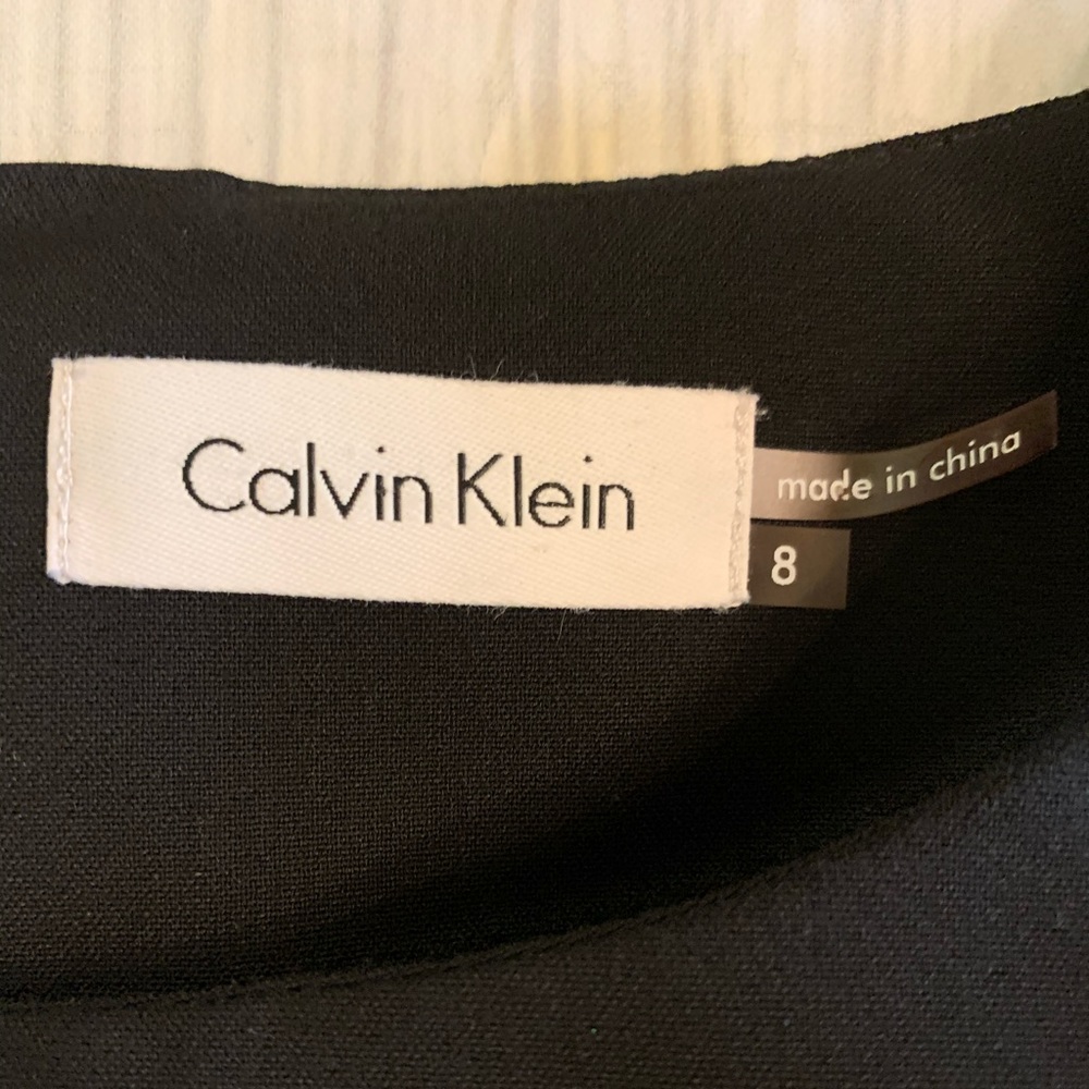 Calvin Klein Size 8 Ruffled Sleeveless Little Black Sheath Dress - Picture 9 of 10